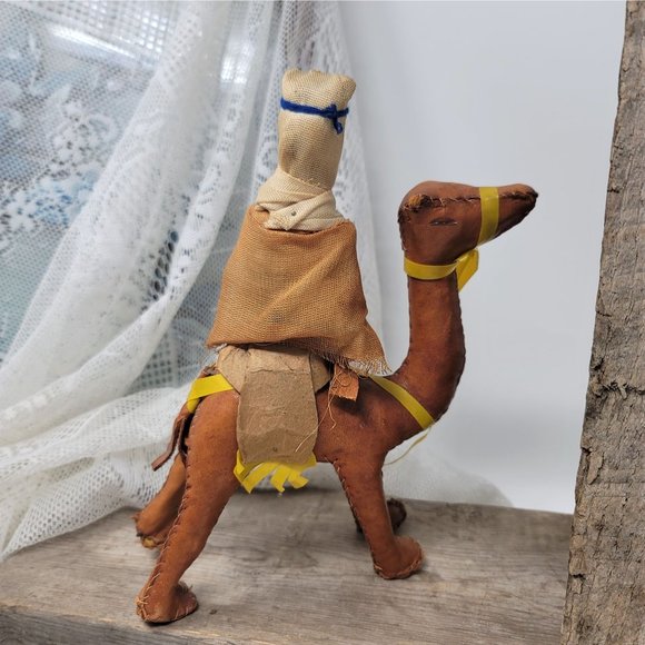 Leather Camel w Rider, Vintage Leather Camel with Rider, Hand Sewn - Picture 5 of 8